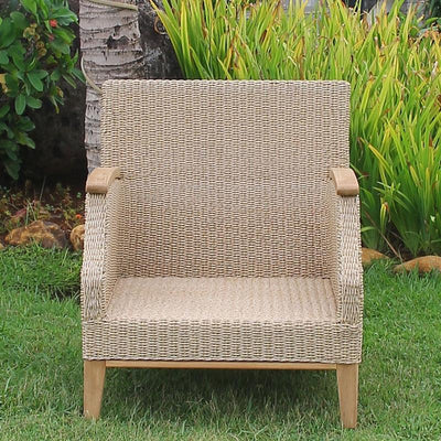 Fauteuil Stokeham 1 place 74 x 91 x 86 cm en osier avec pieds en teck