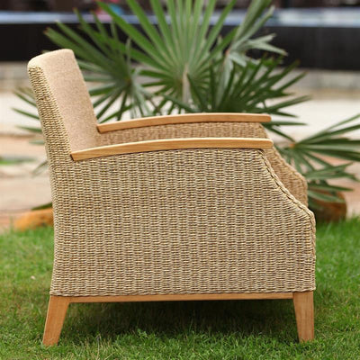 Fauteuil Stokeham 1 place 74 x 91 x 86 cm en osier avec pieds en teck
