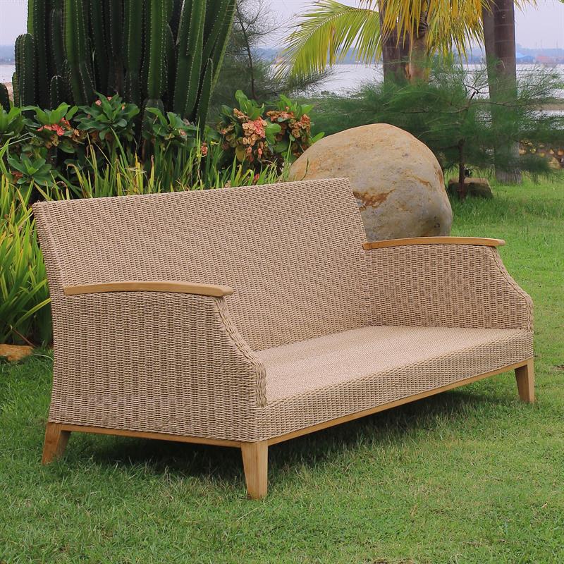 Stokeham 2-seater sofa 137.5 x 91 x 86 cm wickerwork with teak legs