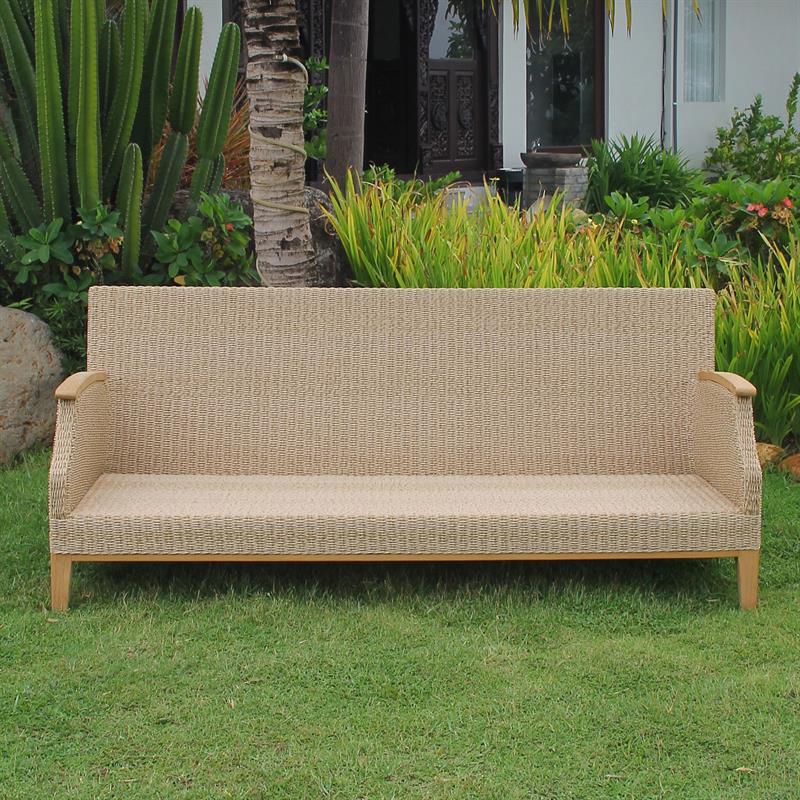 Stokeham 3-seater sofa 200.5 x 91 x 86 cm wickerwork with teak legs