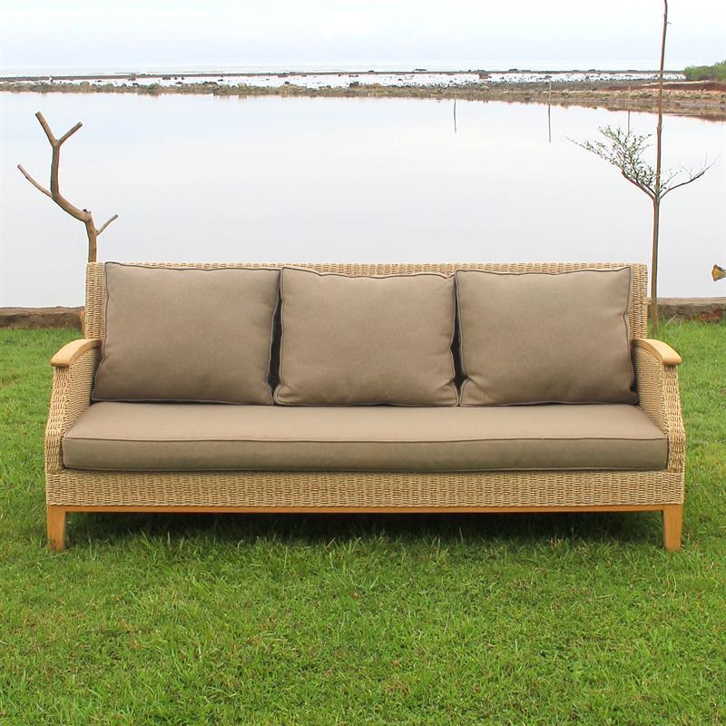 Stokeham 3-seater sofa 200.5 x 91 x 86 cm wickerwork with teak legs