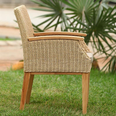 Fauteuil Stokeham 58 x 64 x 82 cm en osier avec pieds en teck