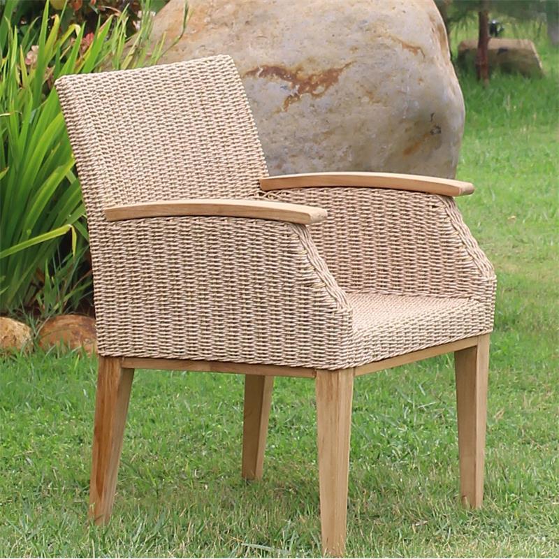 Fauteuil Stokeham 58 x 64 x 82 cm en osier avec pieds en teck