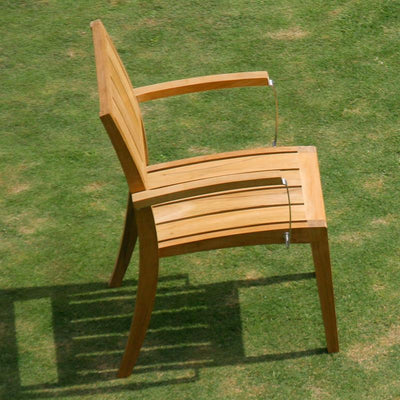 Nivelle stacking chair with armrests - Certified Teak GRADE A + stainless steel fittings