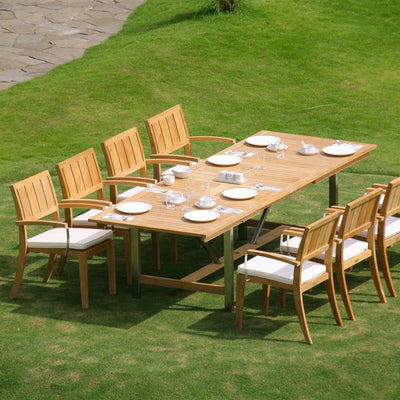 Nivelle stacking chair with armrests - Certified Teak GRADE A + stainless steel fittings