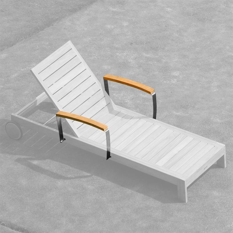 Paire d'accoudoirs pour chaise longue Nivelle - Teck certifié GRADE A + ferrures en acier inoxydable