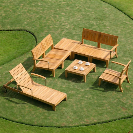 Module d'assise intermédiaire Nivelle 65 x 83 x 83 cm - Teck certifié GRADE A + ferrures en acier inoxydable