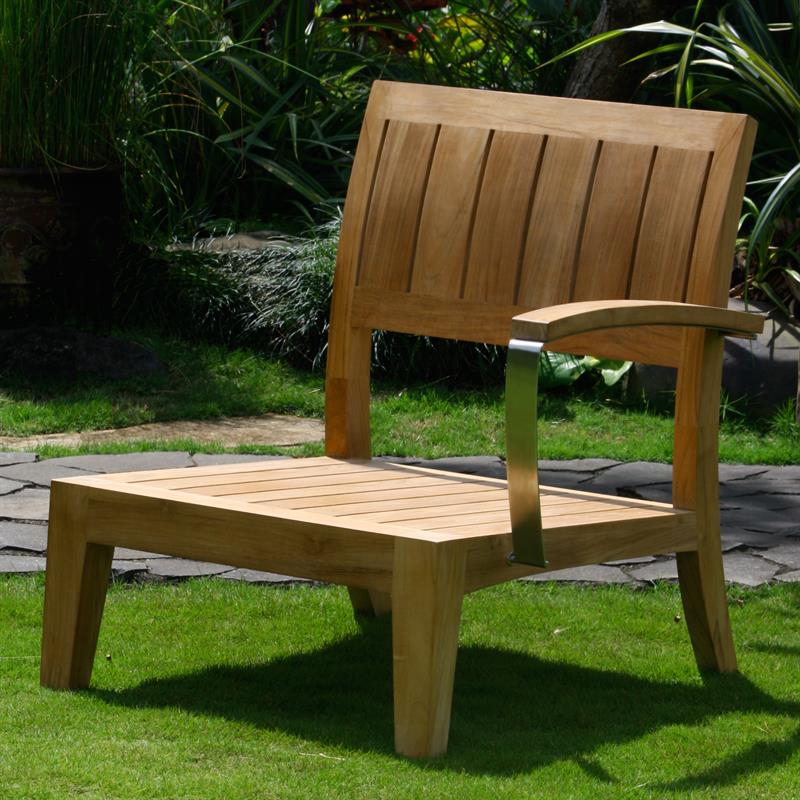 Nivelle 1-seater side module left 71x83x83 cm - Certified Teak GRADE A + stainless steel fittings