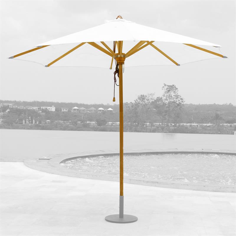 Armature de parasol 250 cm rond Ocean Parasol Deluxe Teck avec ferrures en acier inoxydable Poulie 3 plis