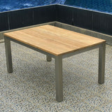 Planka front extending table 230/160 x 100 x 77 cm brushed teak grade A with stainless steel frame
