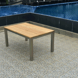 Planka front extending table 230/160 x 100 x 77 cm brushed teak grade A with stainless steel frame