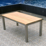 Planka front extending table 250/180 x 90 x 77 cm brushed teak grade A with stainless steel frame