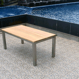 Planka front extending table 250/180 x 90 x 77 cm brushed teak grade A with stainless steel frame