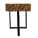 Side table Reng 50 x 35 x 45 cm solid whitewash teak slats with steel legs