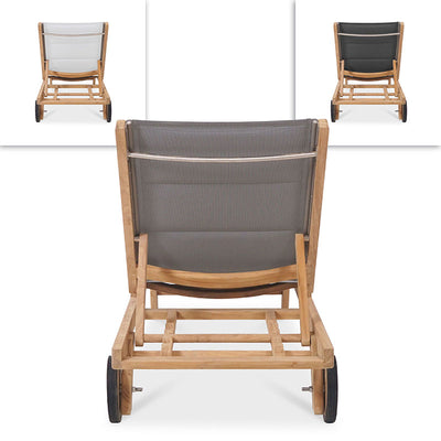 Rivera Liege flach DELUXE - gepolstert - Teak GRADE A + Batyline + Edelstahlbeschläge