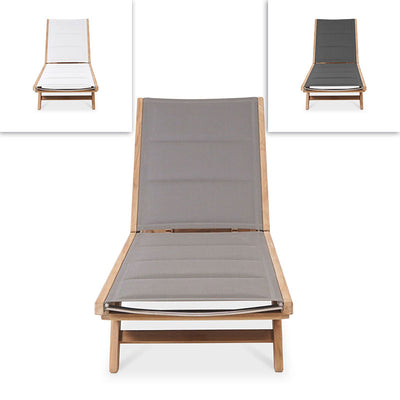 Rivera Liege flach DELUXE - gepolstert - Teak GRADE A + Batyline + Edelstahlbeschläge