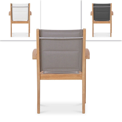 Rivera Stapelstuhl DELUXE - gepolstert - Teak GRADE A + Batyline + Edelstahlbeschläge