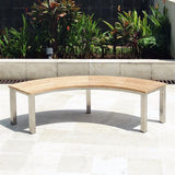 Signature bench without backrest 176 x 65.5 x 45cm - Certified Teak Grade with stainless steel frame