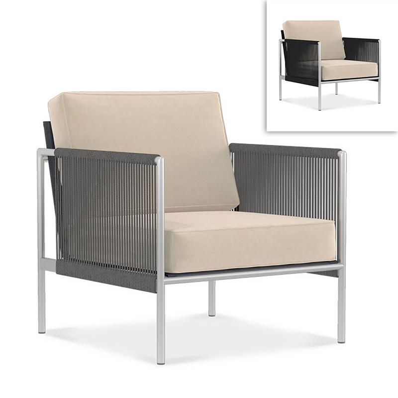 Snix Sofa/Armchair 1 Seater 75x78.5x74.5cm - stainless steel, Batyline and Rope material