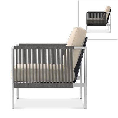 Snix Sofa/Armchair 1 Seater 75x78.5x74.5cm - stainless steel, Batyline and Rope material