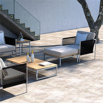 Snix Sofa/Armchair 1 Seater 75x78.5x74.5cm - stainless steel, Batyline and Rope material