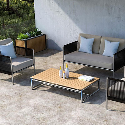 Snix Sofa/Armchair 1 Seater 75x78.5x74.5cm - stainless steel, Batyline and Rope material