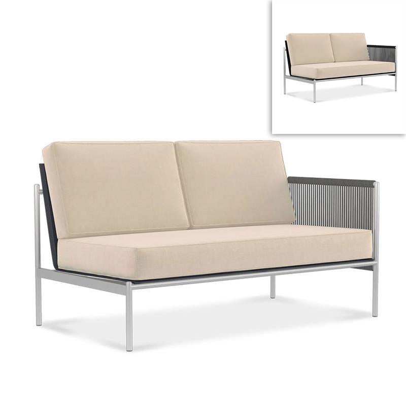 Canapé Snix Lounge 2 places gauche 139,5 x 78,5 x 74,5 cm - inox, Batyline et corde