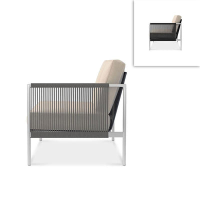 Canapé Snix Lounge 2 places gauche 139,5 x 78,5 x 74,5 cm - inox, Batyline et corde