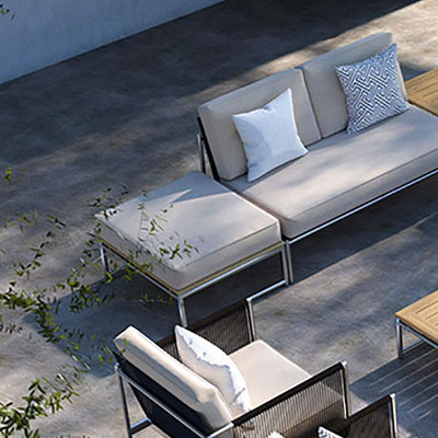 Tabouret Snix Lounge Ottoman 77,5 x 70 x 29 cm - Acier inoxydable, Batyline et corde