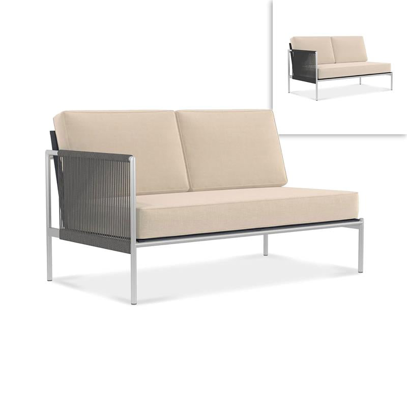 Canapé Snix Lounge 2 places droit 139,5 x 78,5 x 74,5 cm - inox, Batyline et corde