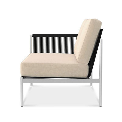 Canapé Snix Lounge 2 places droit 139,5 x 78,5 x 74,5 cm - inox, Batyline et corde