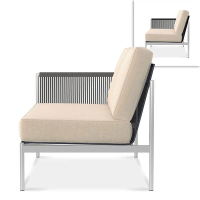 Canapé Snix Lounge 2 places droit 139,5 x 78,5 x 74,5 cm - inox, Batyline et corde