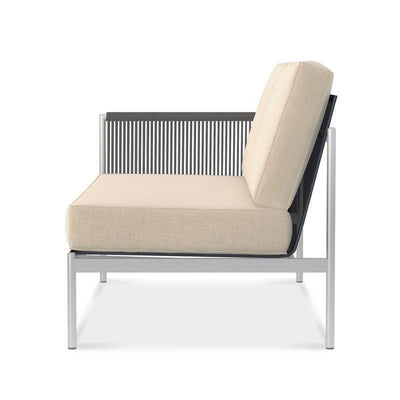 Canapé Snix Lounge 2 places droit 139,5 x 78,5 x 74,5 cm - inox, Batyline et corde