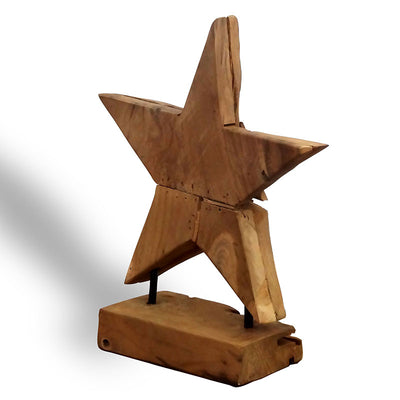 Teakholzstern auf Gestell - ca. 28 cm hoch