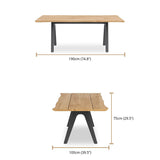 Table Stor Tree Edge 190 x 95-105 x 75 cm en teck avec cadre en aluminium ou en teck