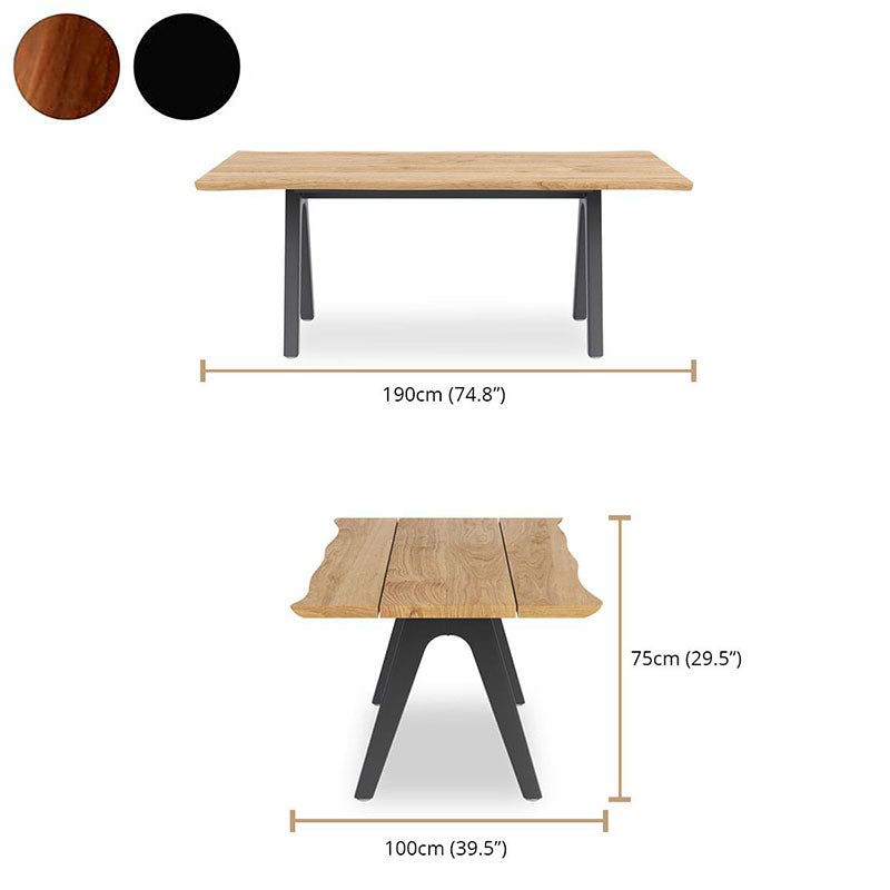 Table Stor Tree Edge 190 x 95-105 x 75 cm en teck avec cadre en aluminium ou en teck