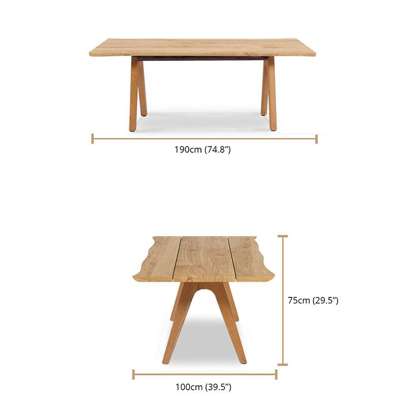 Table Stor Tree Edge 190 x 95-105 x 75 cm en teck avec cadre en aluminium ou en teck