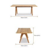 Table Stor Tree Edge 190 x 95-105 x 75 cm en teck avec cadre en aluminium ou en teck