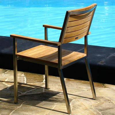 Chaise empilable Moselle - Teck certifié GRADE A + structure en acier inoxydable