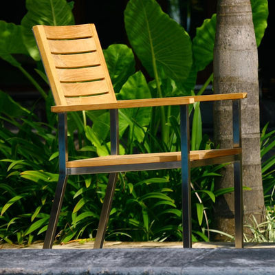Chaise empilable Moselle - Teck certifié GRADE A + structure en acier inoxydable
