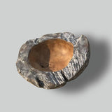 Bol en teck « Sui » petit modèle noir/gris flammé avec creux marron