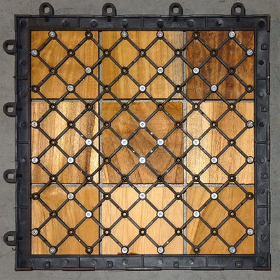Teak terrace tile 30x30x3cm - consisting of 9 pieces in the size 10x10cm