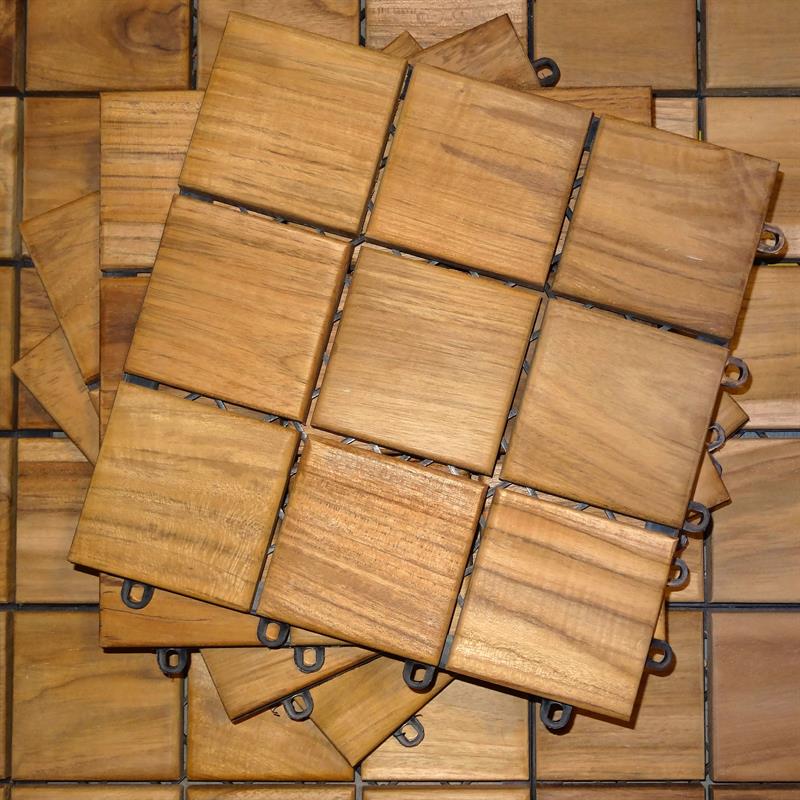 Teak terrace tile 30x30x3cm - consisting of 9 pieces in the size 10x10cm