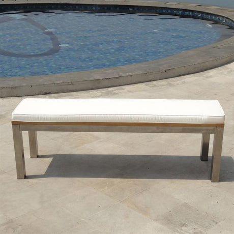 Banc de jardin Florence sans dossier 140 - Teck certifié GRADE A + structure en acier inoxydable
