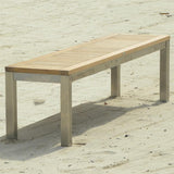Banc de jardin Florence sans dossier 140 - Teck certifié GRADE A + structure en acier inoxydable