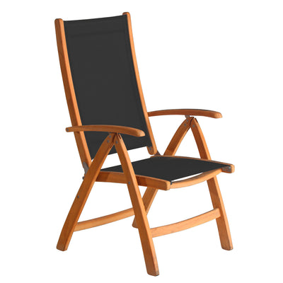 Rivera Hochlehner Set 240 bestehend aus Denver Ausziehtisch 240/180 x 100 und Rivera Hochlehnern Teak mit Batyline und Edelstahlbeschlägen