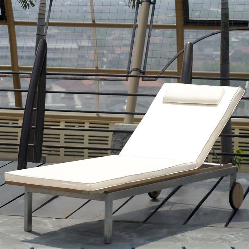 Ensemble de chaises longues Moselle composé d'une chaise longue Moselle et d'un coussin de chaise longue en tissu Sunproof