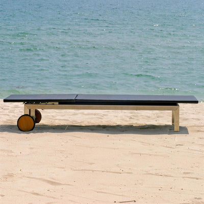 Chaise longue Florence 204 x 62 x 30 cm en osier avec structure en acier inoxydable