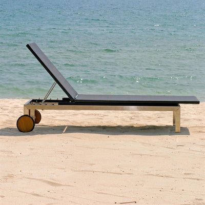 Chaise longue Florence 204 x 62 x 30 cm en osier avec structure en acier inoxydable