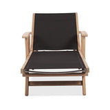 Chaise longue Rivera avec accoudoirs - Teck GRADE A + Batyline + ferrures inox